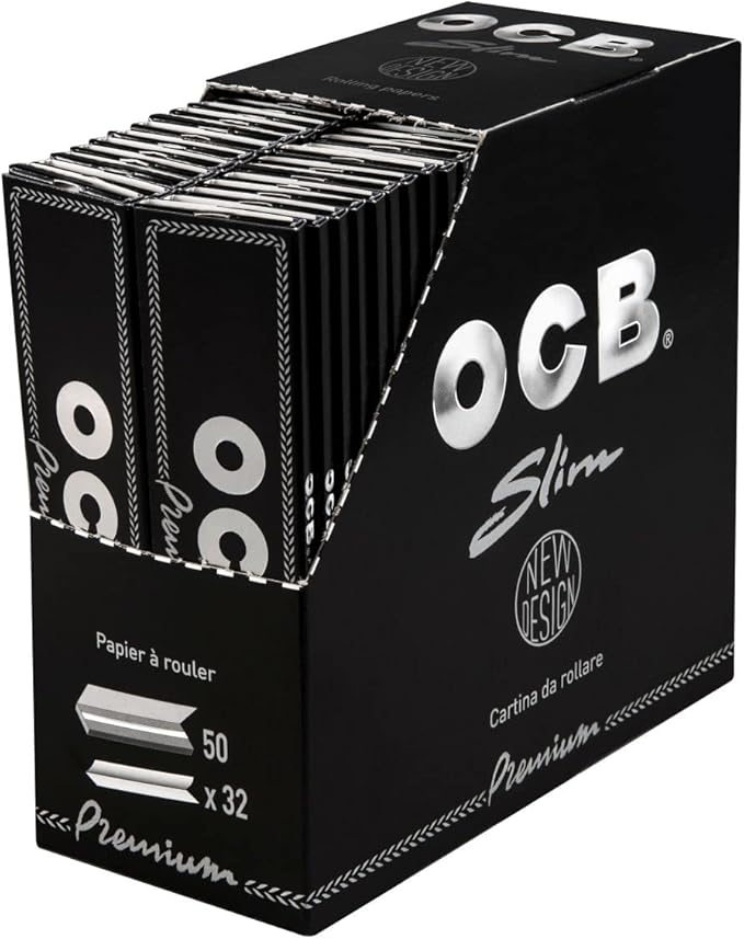 OCB Premium Slim - 50 Heftchen a 32 Blatt - Langes schwarzes Papier