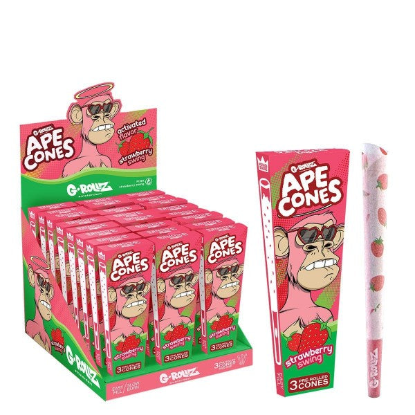 G-Rollz Ape Cones "Strawberry Swing" – 3 Pop Cones (24 Pack Display)