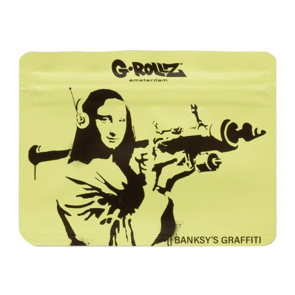 G-Rollz | 105x80 mm Smellproof Bags | Banksy's Graffiti 'Mona Launcher' - 50pcs/ pack