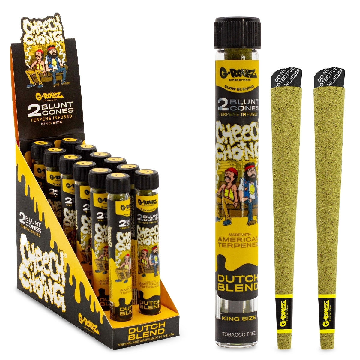G-Rollz | Cheech & Chong(TM) Terpene Infused Cones 'Dutch Blend' (12 Pack Display, 24 Cones)