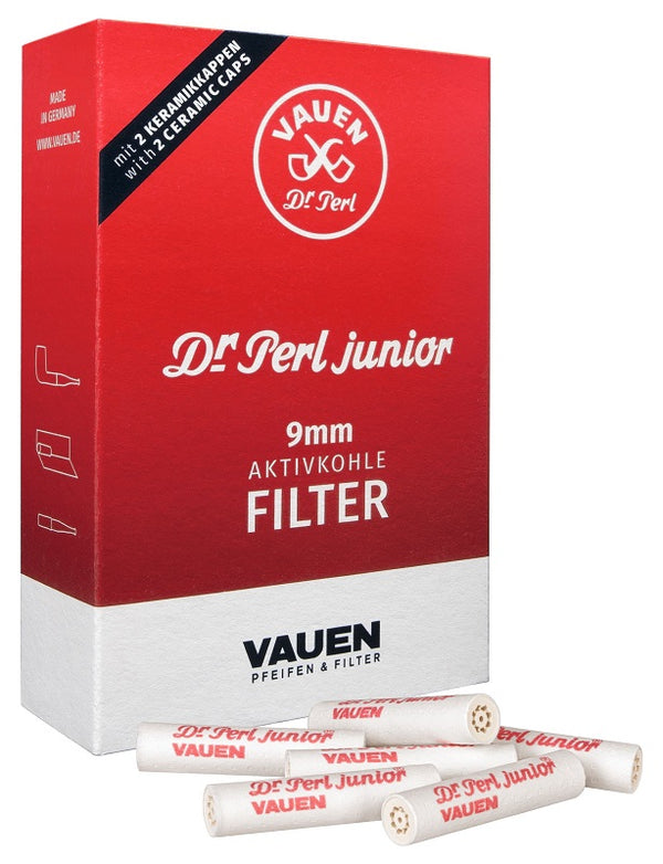 Vauen Pfeifenfilter Dr. Perl Junior - 40er Packung - Aktivkohlefilter mit 2 Keramikkappen; 9mm