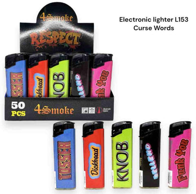4 Smoke Electronic Lighter Curse Words PK50