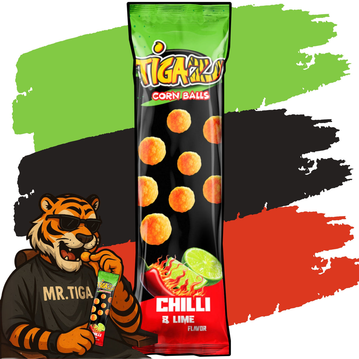 Tigaz Corn Chips 60x20g - Chilli & Lime