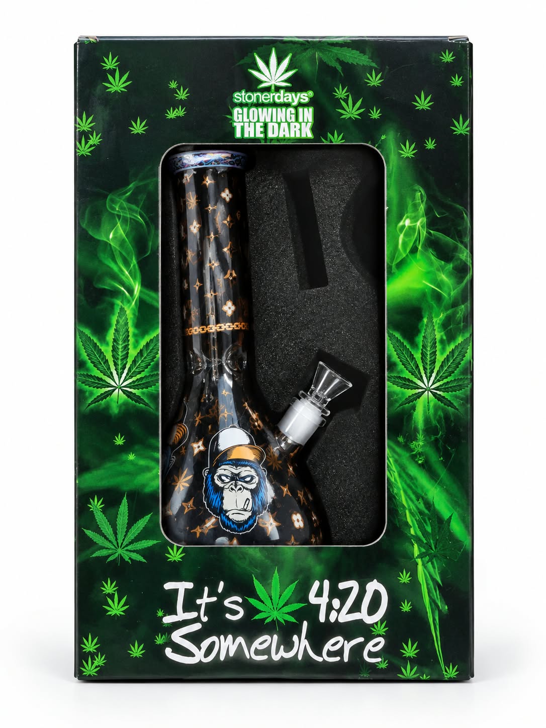 Glass Bong Set - Stonerday Glowing in The Dark 420
