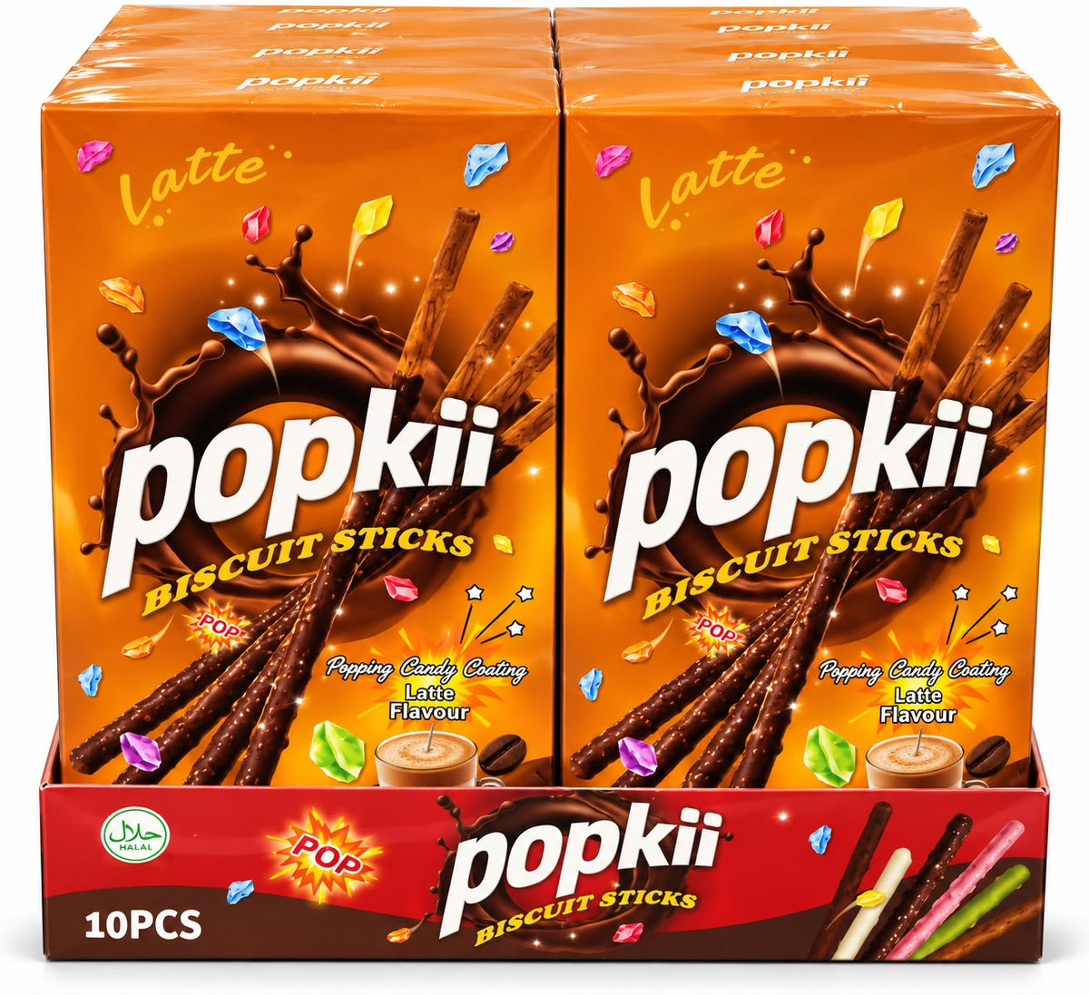 Popkii Biscuit Sticks 40g - 10pcs Latte Flavour