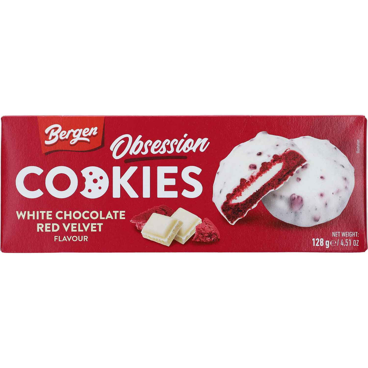 Bergen Cookies with CHOCOLATE RED VELVET FLAVOUR 128g