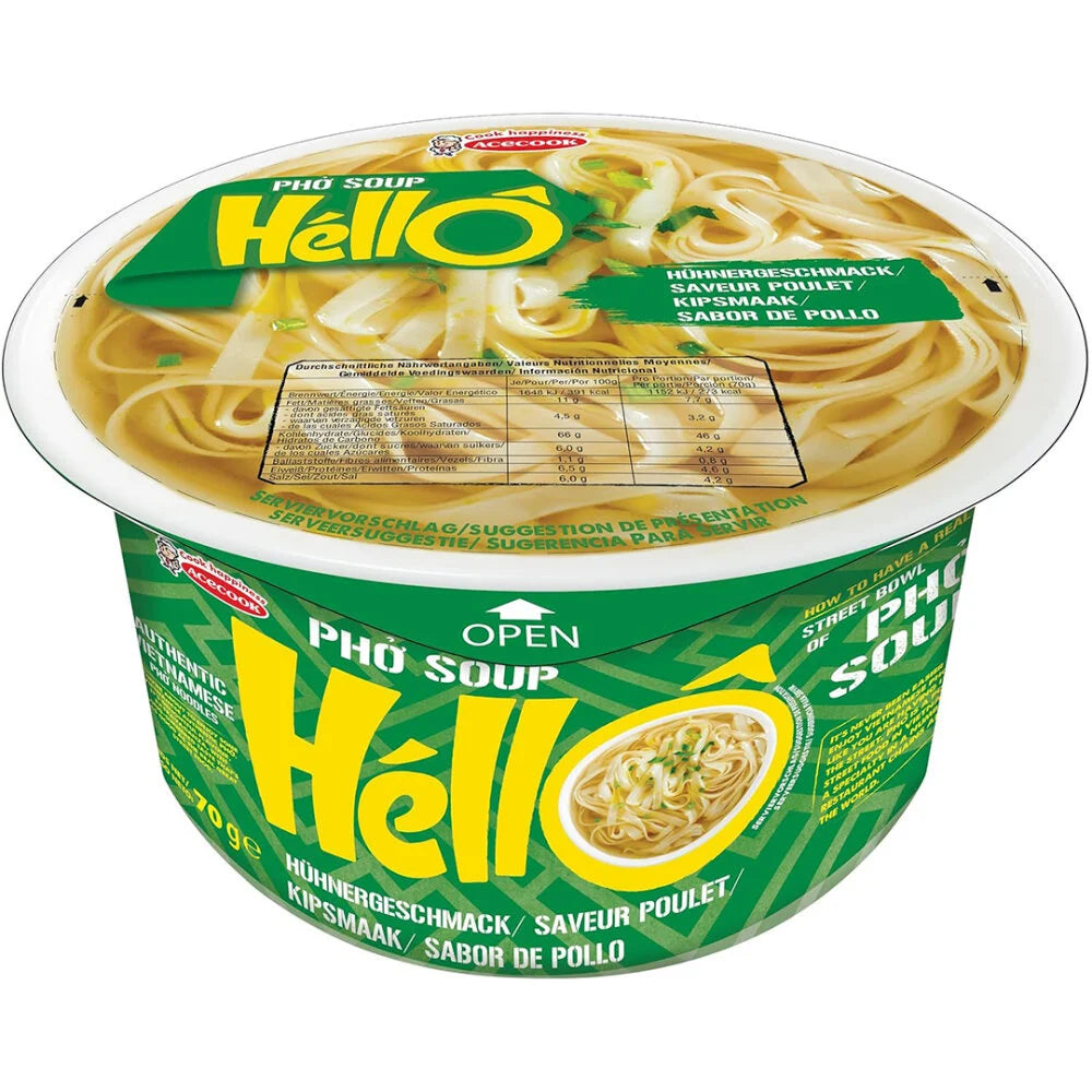 Inst. Nudeln Pho Soup Hello Hühnchengeschmack Cup 76g