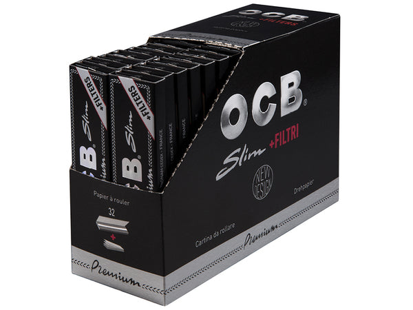 OCB Black Premium Slim + Filter Tips Zigarettenpapier 32×32 Blatt + Tips