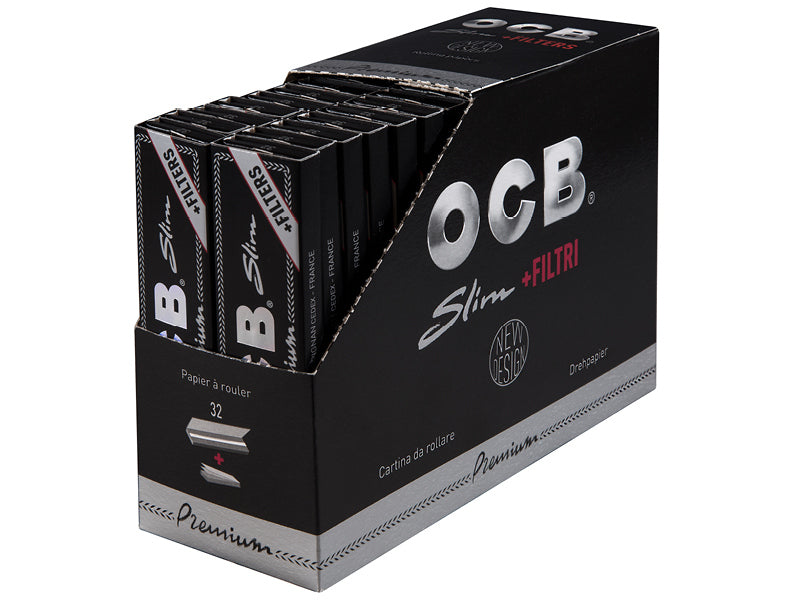 OCB Black Premium Slim + Filter Tips Zigarettenpapier 32×32 Blatt + Tips