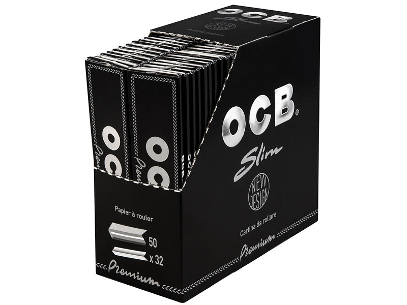OCB Premium Slim – 50 Heftchen à 32 Blatt – Langes schwarzes Papier