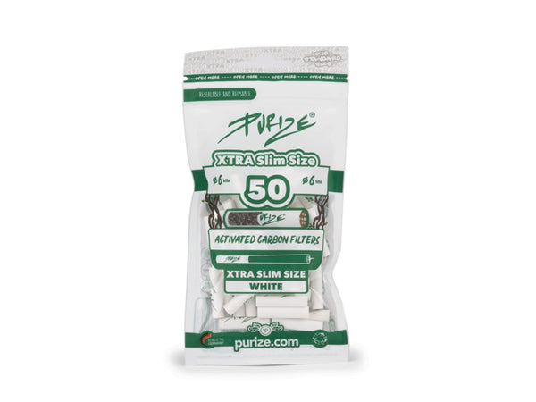 Purize Activekohlefilter Xtra Slim Size – 50er Beutel 6 mm – White