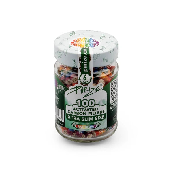 Purize 100 Xtra Slim Size Filters Ø:6mm x 27mm Rainbow