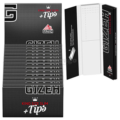 Gizeh Black King Size Slim + Tips 25 Heftchen mit je 34 Blatt Blättchen + 34 Tips