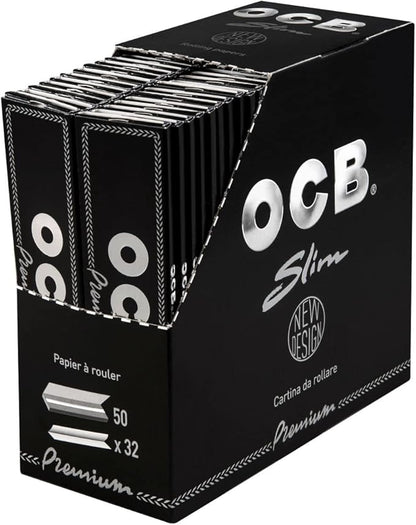 OCB Premium Slim - 50 Heftchen a 32 Blatt - Langes schwarzes Papier