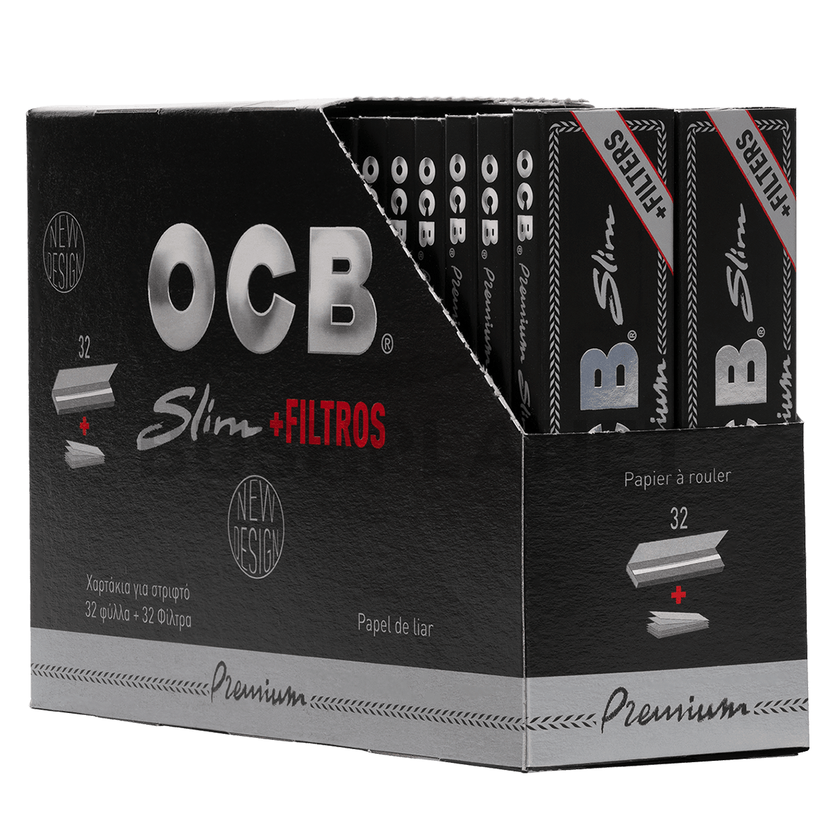 OCB Black KS Slim + Tips. Rolling Paper PK 32