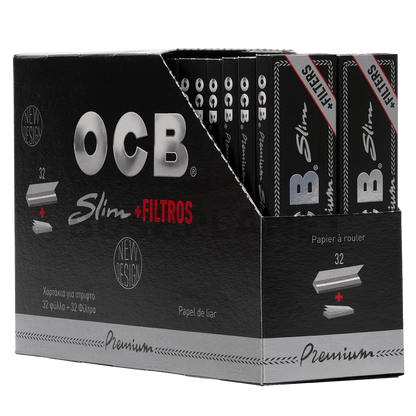 OCB Black KS Slim + Tips. Rolling Paper PK 32