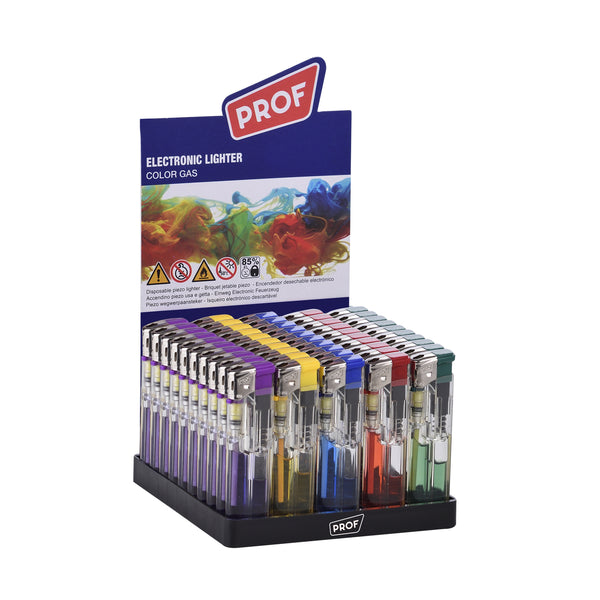 Refillable Electro Feuerzeuge 50er Display - Color Gas