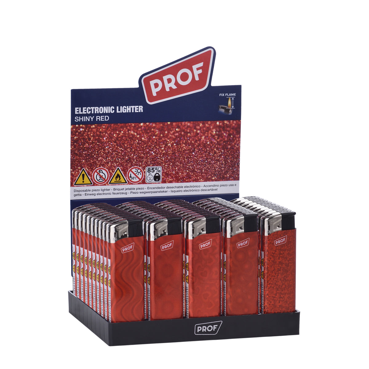 Refillable Electro Feuerzeuge 50er Display - Fix Flame Shiny Mix