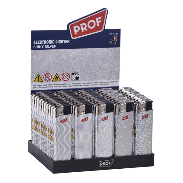 Refillable Electro Feuerzeuge 50er Display - Fix Flame Shiny