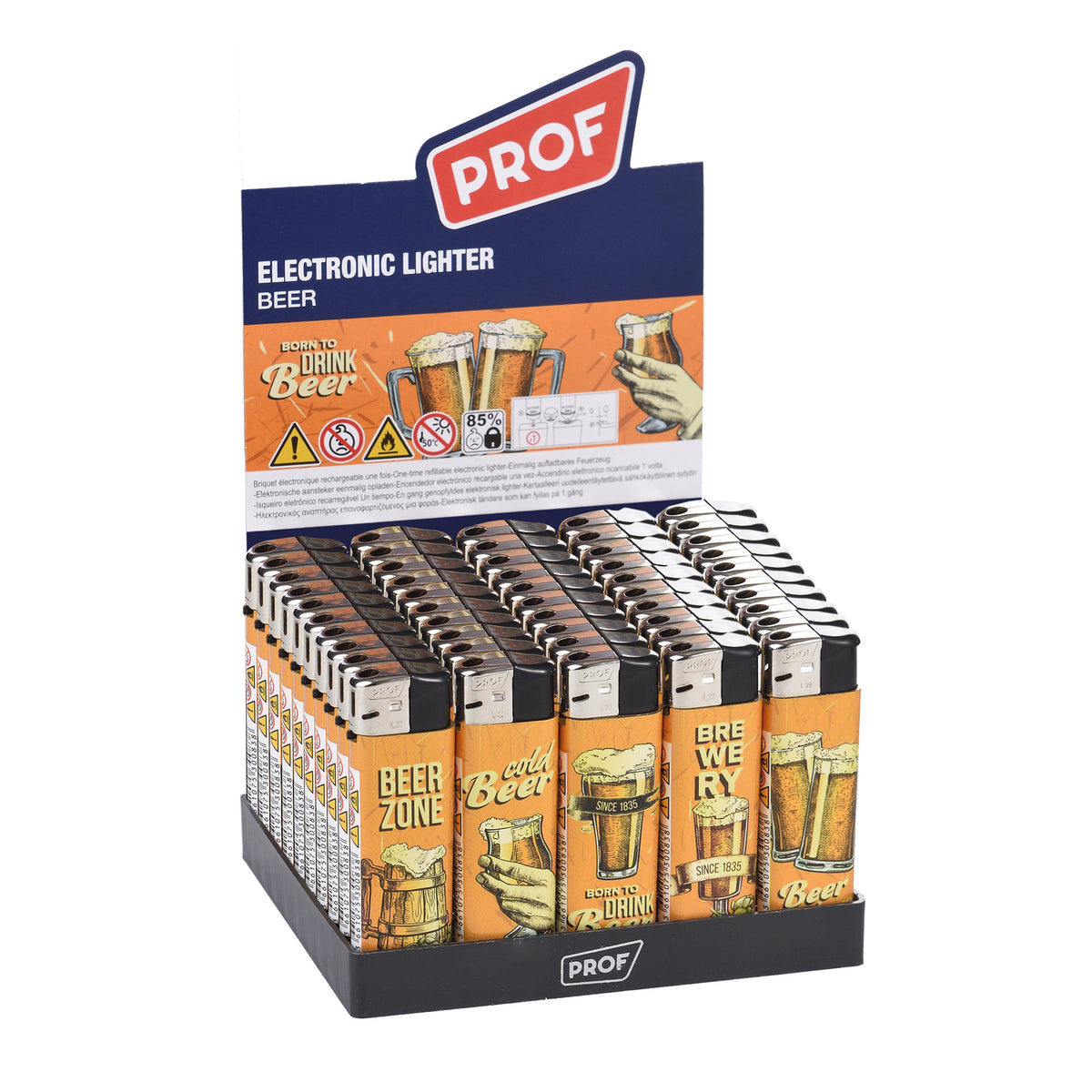 Refillable Electro Feuerzeuge 50er Display - Beer
