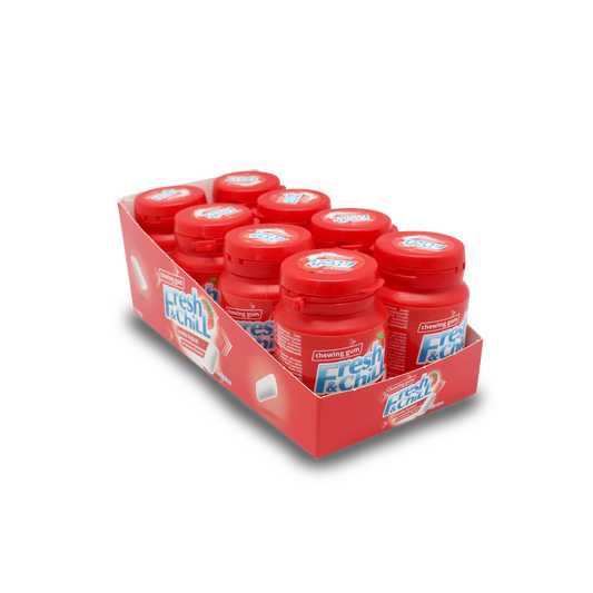 Sweet Flash FRESH&CHILL Kaugummi Strawberry 1 Dspl. x 8 Stk. x 60g / Zuckerfreie Kaugummi Dragees
