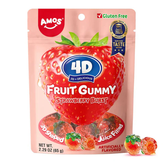 AMOS 4D Fruit Gummy Strawberry Burst 65g