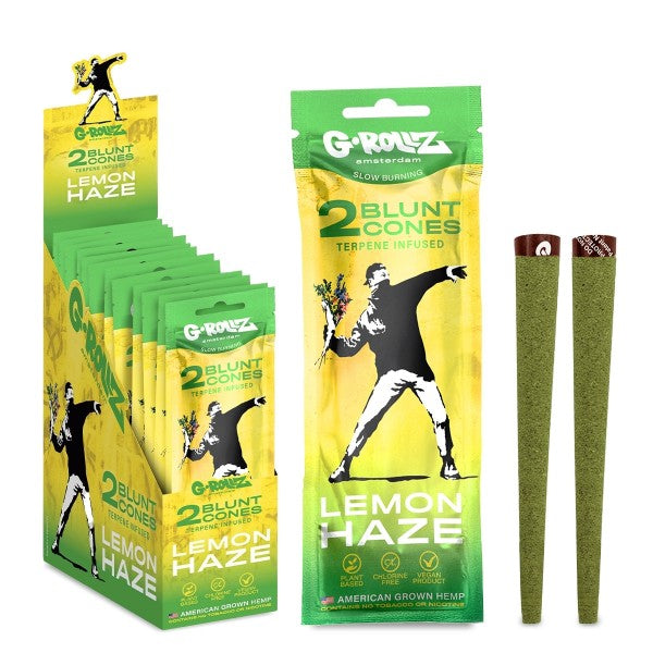 G-Rollz | Banksy's Graffiti – 2x 'Lemon Haze' Terpene-infundierte Kegel (12er Pack Display, 24 Wicklungen)