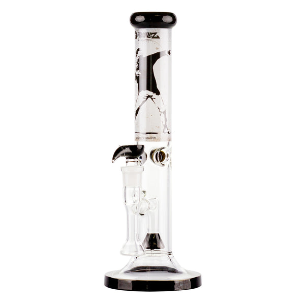 G-Rollz | Banksy's Graffiti 'Flower Thrower' - Straight Bong White H:35cm - Ø:50mm - SG:29.2mm