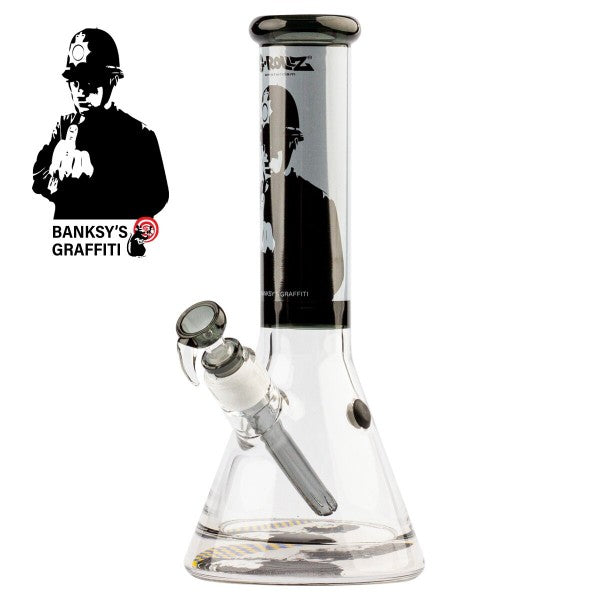 G-Rollz | Banksy's Graffiti 'Rude Copper' - Beaker Black Bong H:31cm - Ø:50mm