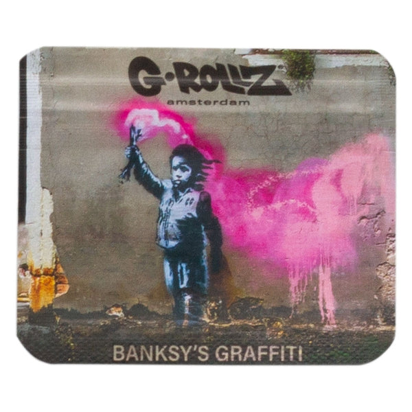 G-Rollz | Banksy's Graffiti 'Torchboy' 70x60mm Smellproof Bags - 10pcs in Display