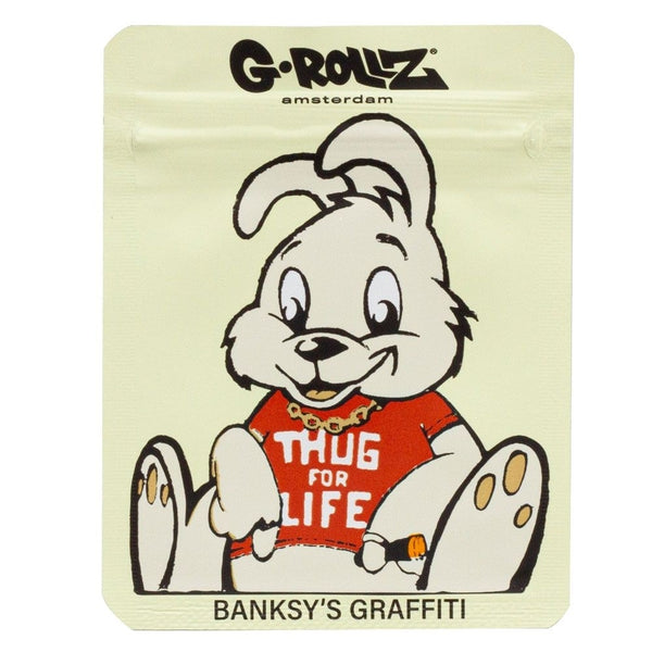 G-Rollz | Banksy's Graffiti 'Thug for Life' 65x85mm Smellproof Bags - 10pcs in Display