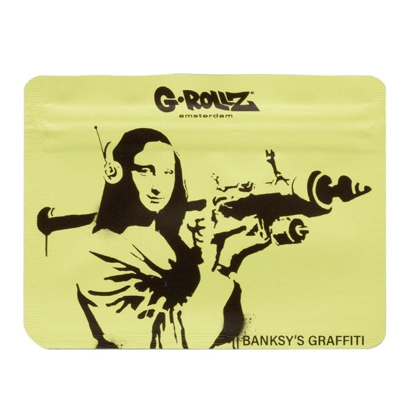 G-Rollz | Banksy's Graffiti 'Mona Launcher' 105x80 mm Smellproof Bags - 8pcs in Display