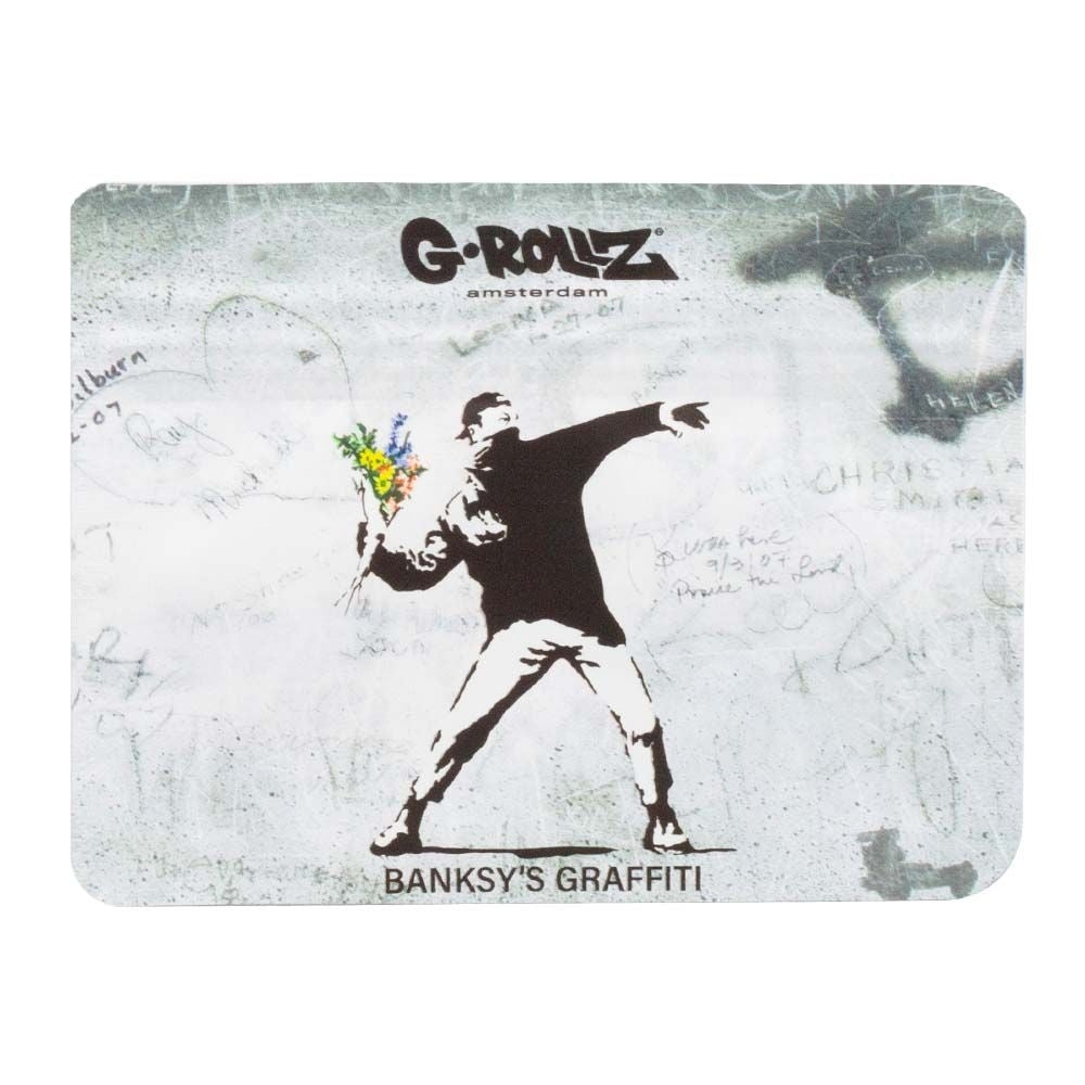 G-Rollz | 105x80 mm Smellproof Bags | Banksy's Graffiti 'Flower Thrower' - 50pcs/ pack