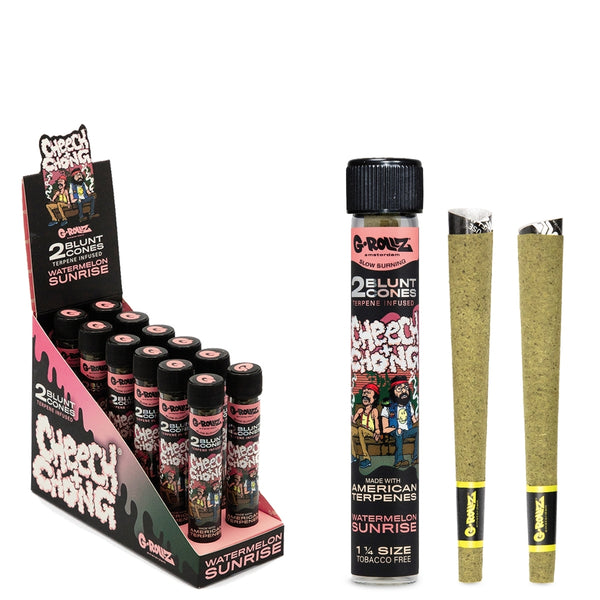 G-Rollz | 1¼ Size 2xCones (12 Pack Display, 24 Cones) - Cheech & Chong(TM) - Watermelon Sunrise