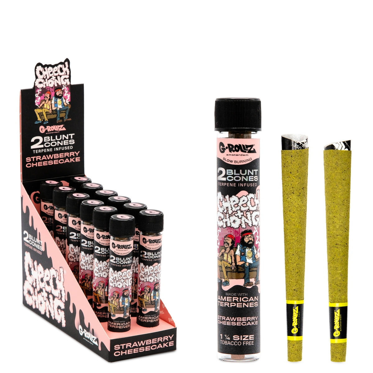 G-Rollz | 1¼ Size 2xCones (12 Pack Display, 24 Cones) - Cheech & Chong (TM)