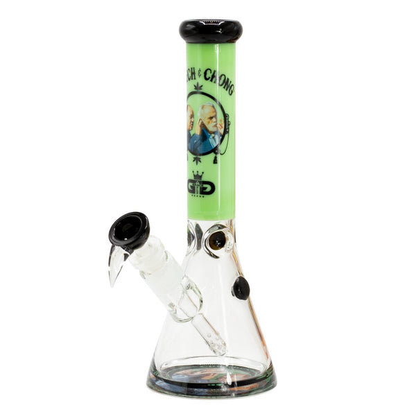 Grollz Cheech & Chong | Smoking Brothers Green Beaker Chillum Slit Bong H:29cm Socket:18.8mm TH:5mm