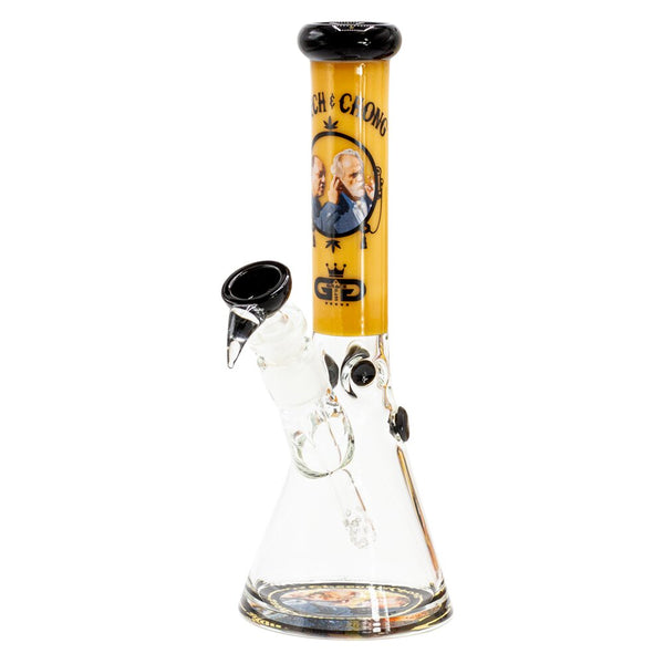 Grollz Cheech & Chong | Smoking Brothers Yellow Beaker Chillum Slit Bong H:29cm Socket:18.8mm TH:5mm