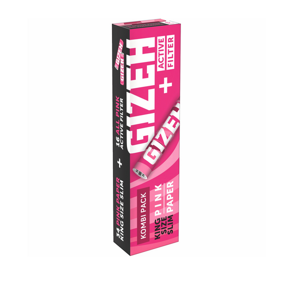 Gizeh Pink King Size Slim KSS + Active Filter Pink 6 mm 16 Hefte je 34 Blatt+ 16 Tips