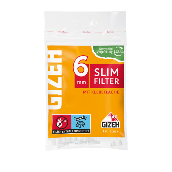 Gizeh Slim Filter – 6 mm Filter Durchmesser – 15 mm Länge 20 Beutel je 120 Filter