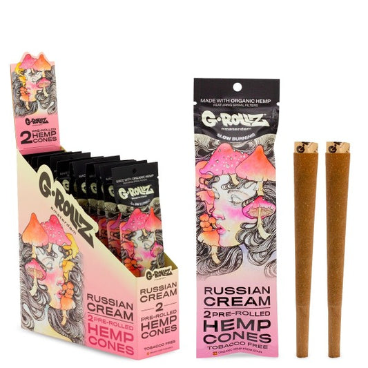 G-Rollz | 2x 'Russian Cream' vorgerollte Hanfkegel (12er-Pack-Ausstellung, 24 Kegel)