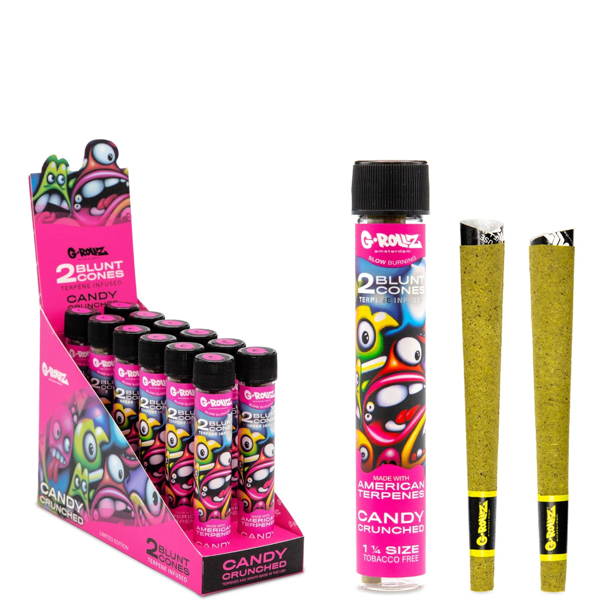 G-Rollz | 1¼ Size 2xCones (12 Pack Display, 24 Cones) -Candy Crunched