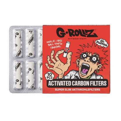 G-Rollz | Activated Carbon Filters - Ø6mm White - 10 Tips per Pack (24 Packs per Display)
