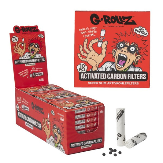 G-Rollz | Activated Carbon Filters - Ø6mm White - 10 Tips per Pack (24 Packs per Display)