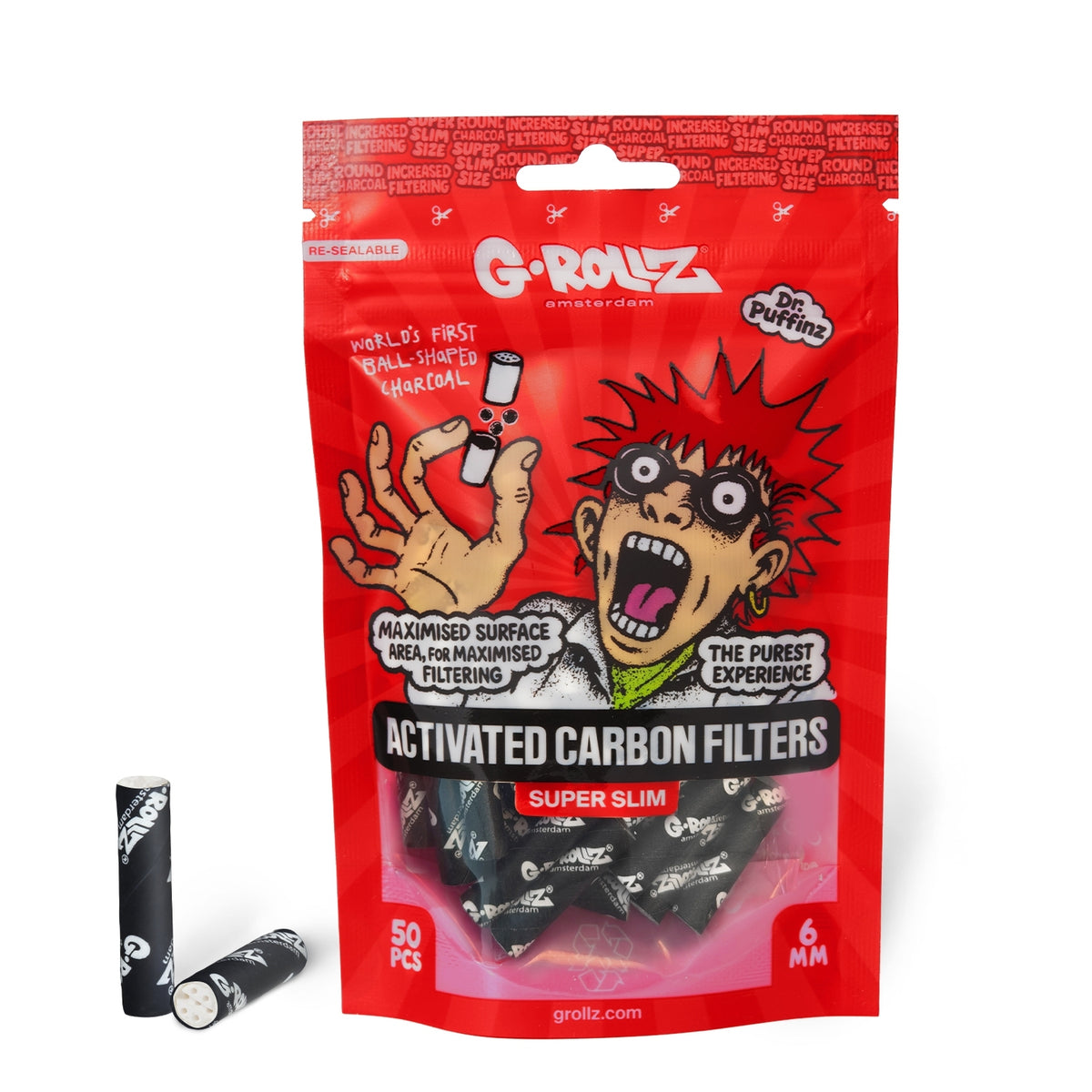 G-Rollz | Activated Carbon Filters - Ø6mm Black - 50 Filter Tips