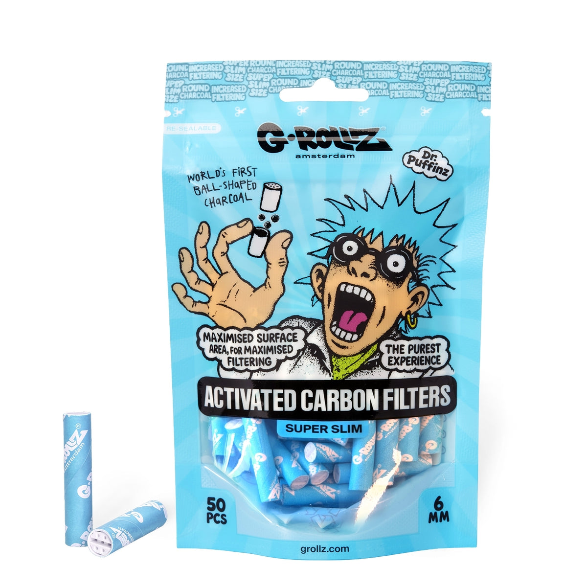G-Rollz | Activated Carbon Filters - Ø6mm Blue - 50 Filter Tips