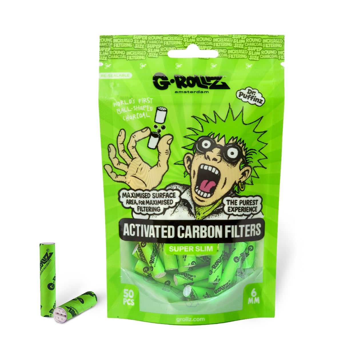 G-Rollz | Activated Carbon Filters - Ø6mm Green - 50 Filter Tips