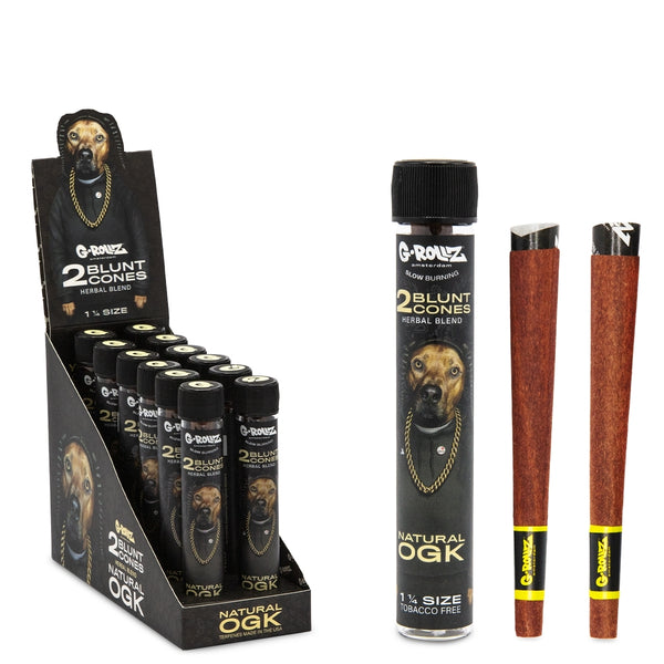 G-Rollz | 1¼ Size 2xCones (12 Pack Display, 24 Cones) - The Dog - Natural OGK