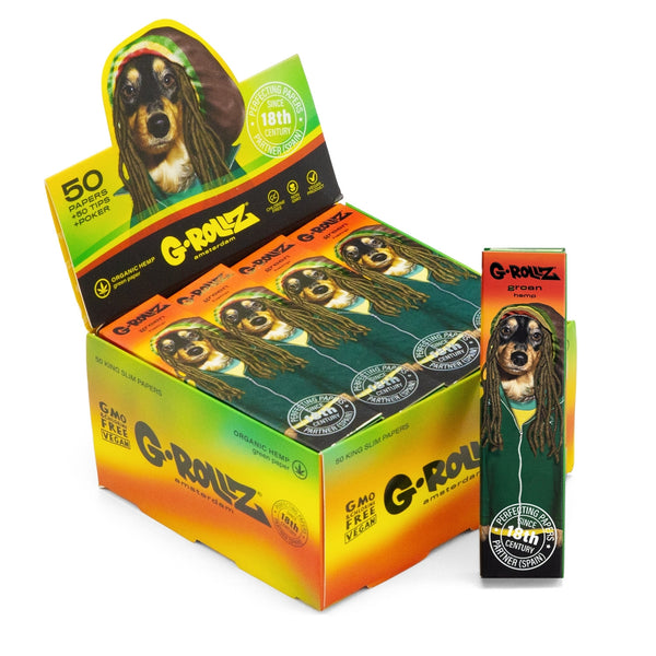 G-Rollz | 'Reggae' 50 King Size Unbleached Papers + Tips (20 Booklets Display)