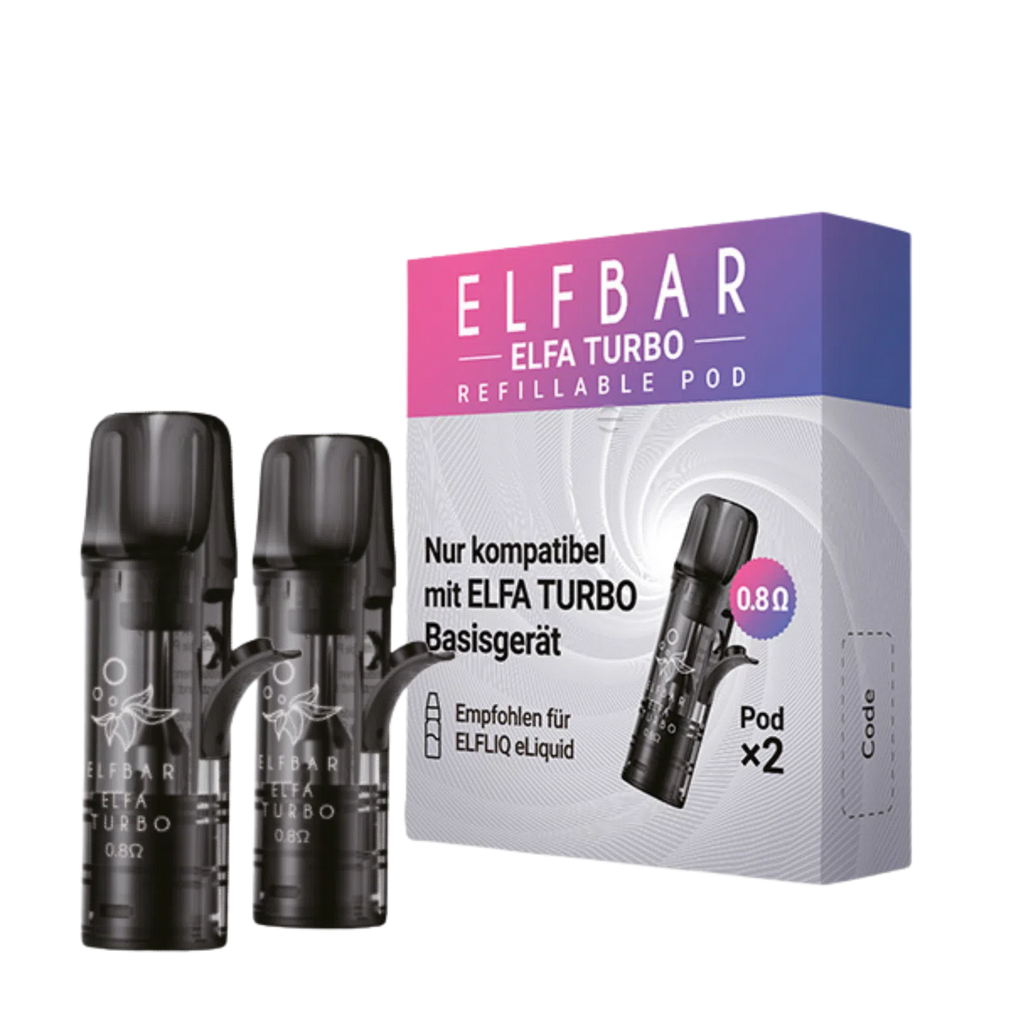 Elfbar ELFA TURBO – Refillable Pod 0.8 Ohm Ω (2er Pack) - 10 Stück