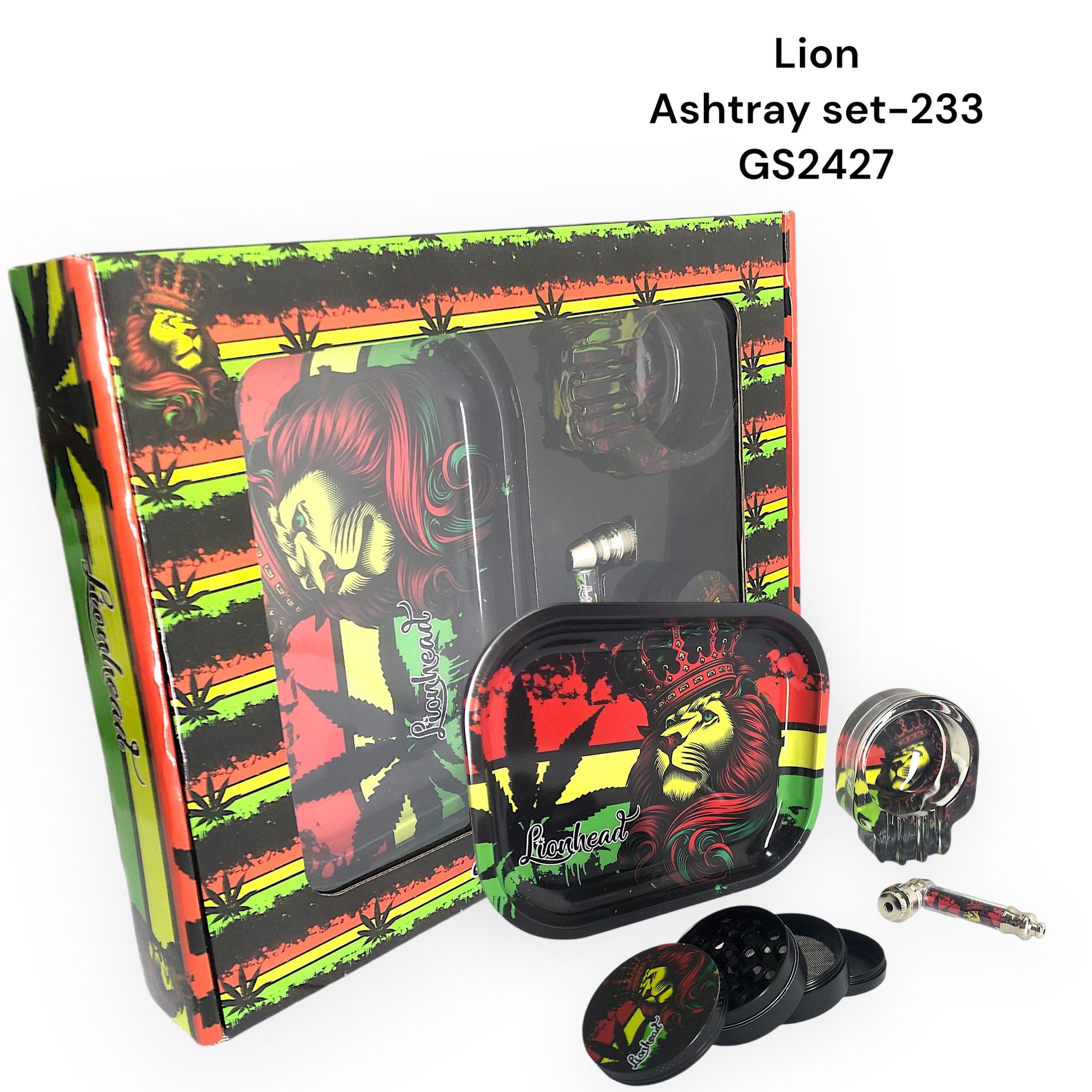 Grinder Gift Set - Lion Ashtray Set